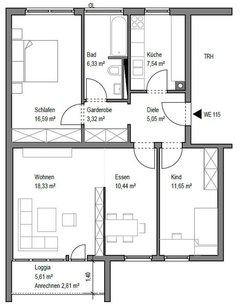 Frisch sanierte 3-Zimmer-Wohnung mit Loggia und TG in attraktiver Lage – Fürstenfeldbruck – Vorschaubild 6