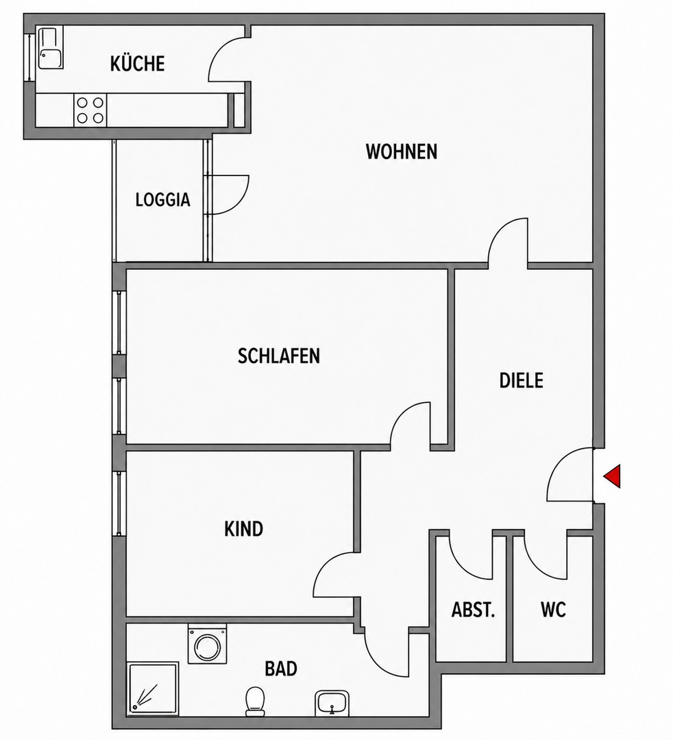 Moderne 3-Zimmer-Wohnung mit neuer Einbauküche, Loggia & Tiefgaragenstellplatz in Schlosschemnitz – Chemnitz – Vorschaubild 8
