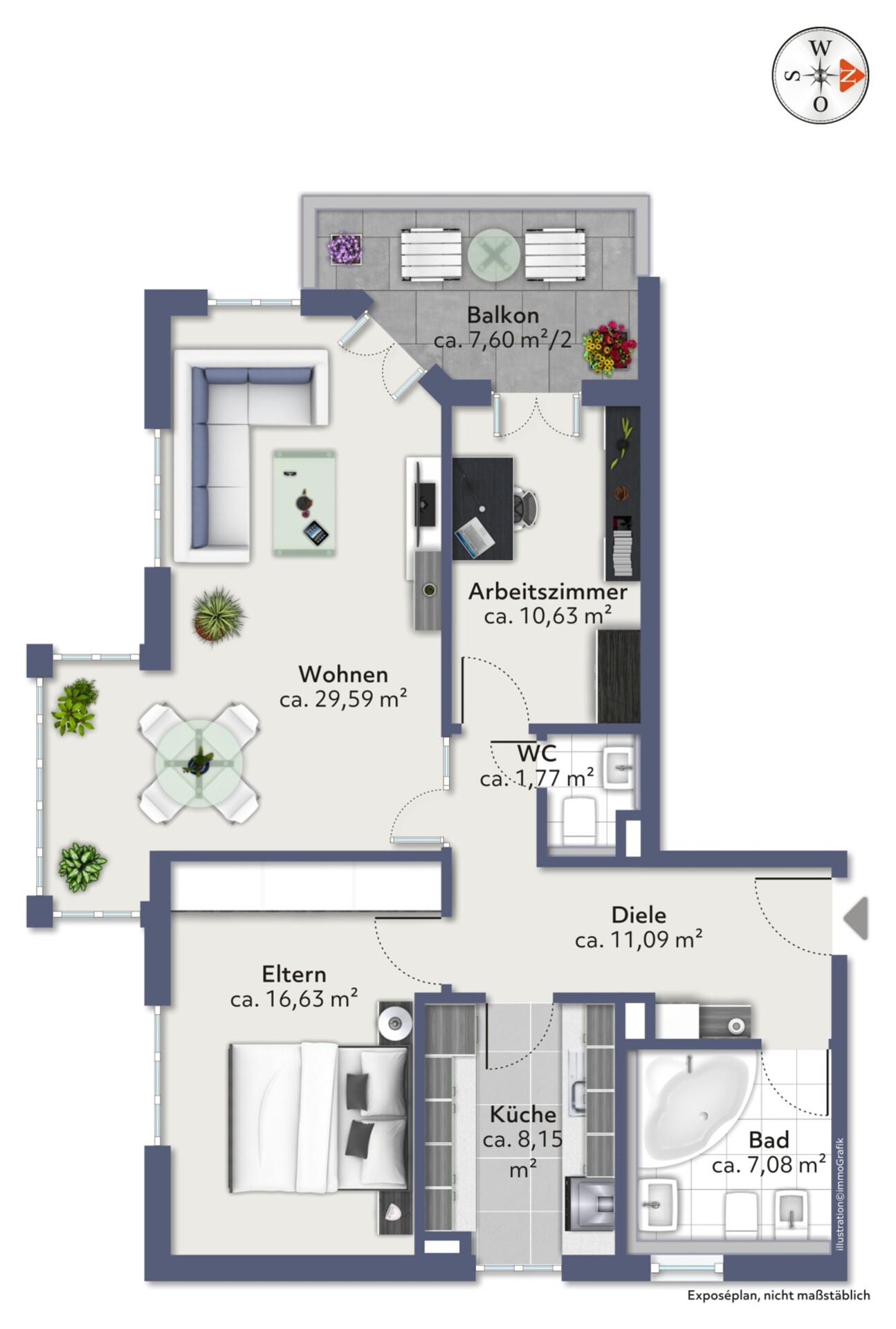 Parklage Bogenhausen, Bj. 2001, 8 m² W-Blk., Erbpacht - Bes. Sa. 8.8. – 81927 München – Vorschaubild 21
