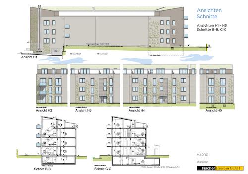Ansichten Hofseite, Schnitt