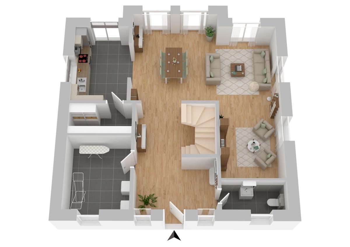 Stadtvilla Wörlitz EG möglicher Grundriss.