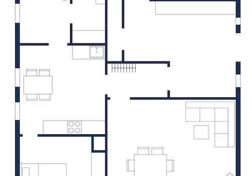 Schematischer Grundriss EG links (Wohnung 1)