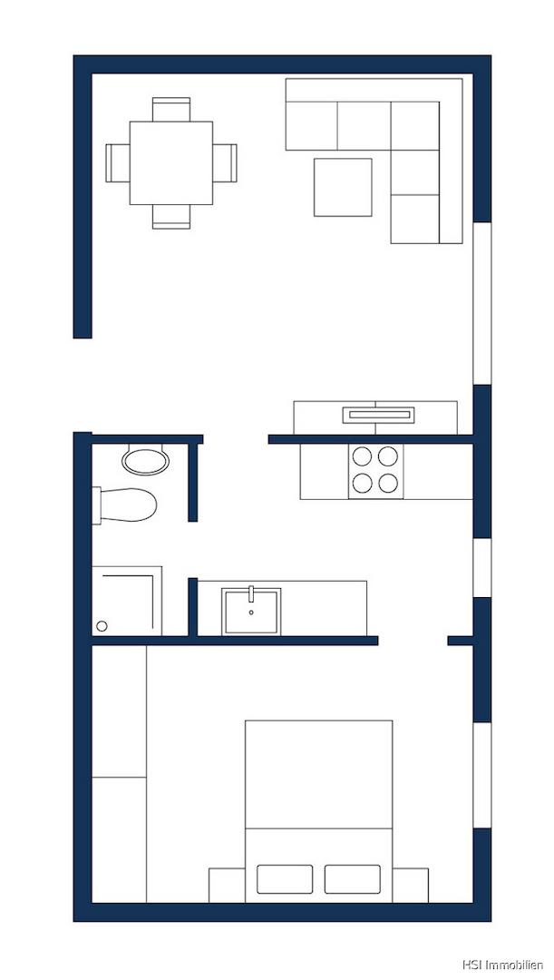 Schematischer Grundriss EG Mitte (Wohnung 3)