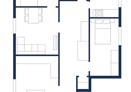 schematischer Grundriss Wohnung EG rechts (Wohnung 2)
