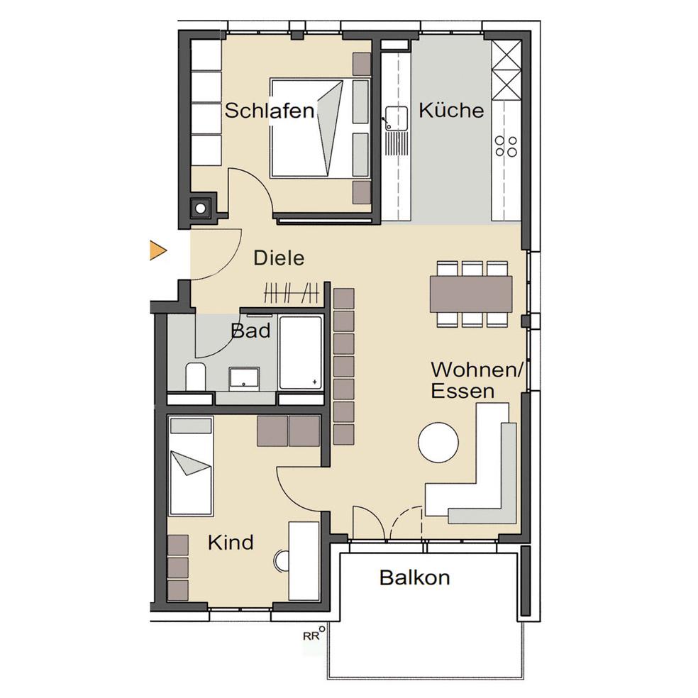 Grundriss Wohnung 1/2