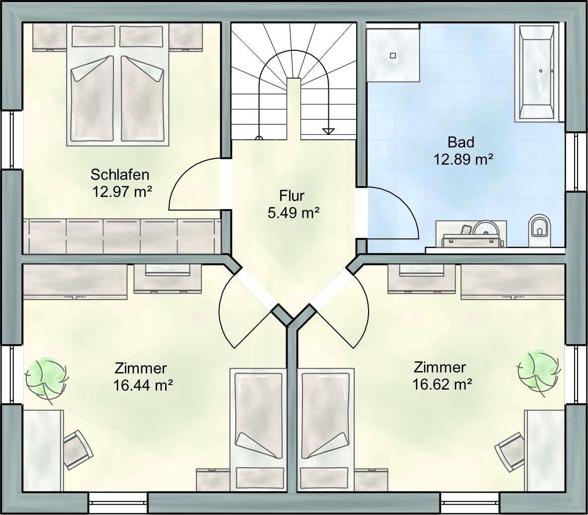 Grundriss Obergeschoss bei Vollgeschoss