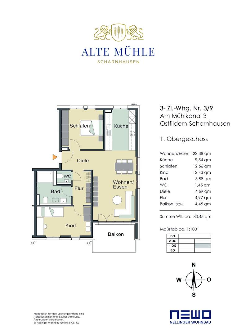 Grundriss Whg. 3/9