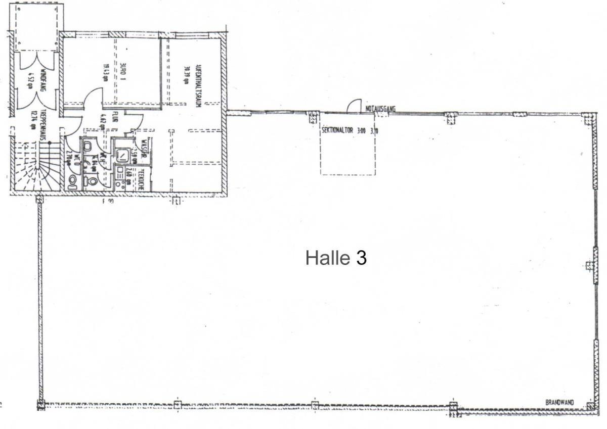 Grundriss Halle mit Büro