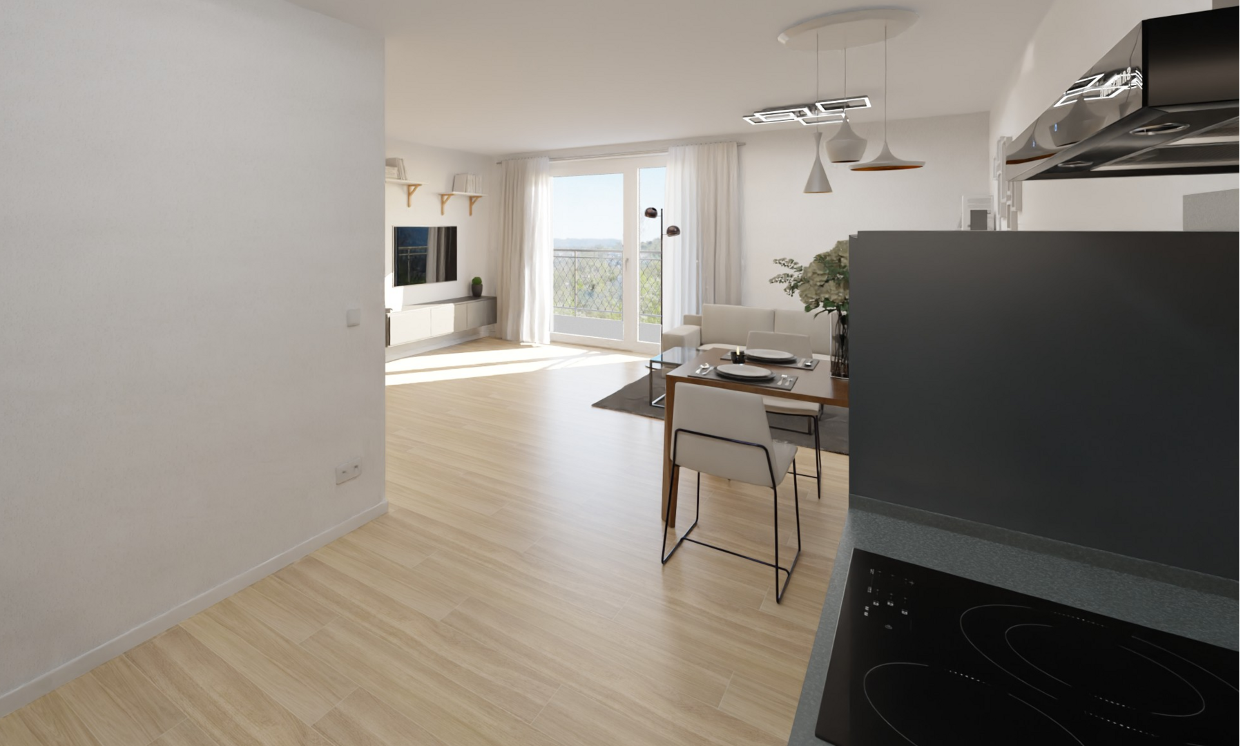 Wohnzimmer/Esszimmer/Küche