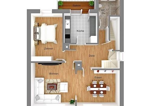 OG + DG bilden Maisonettewohnung  - EG-Grundriss