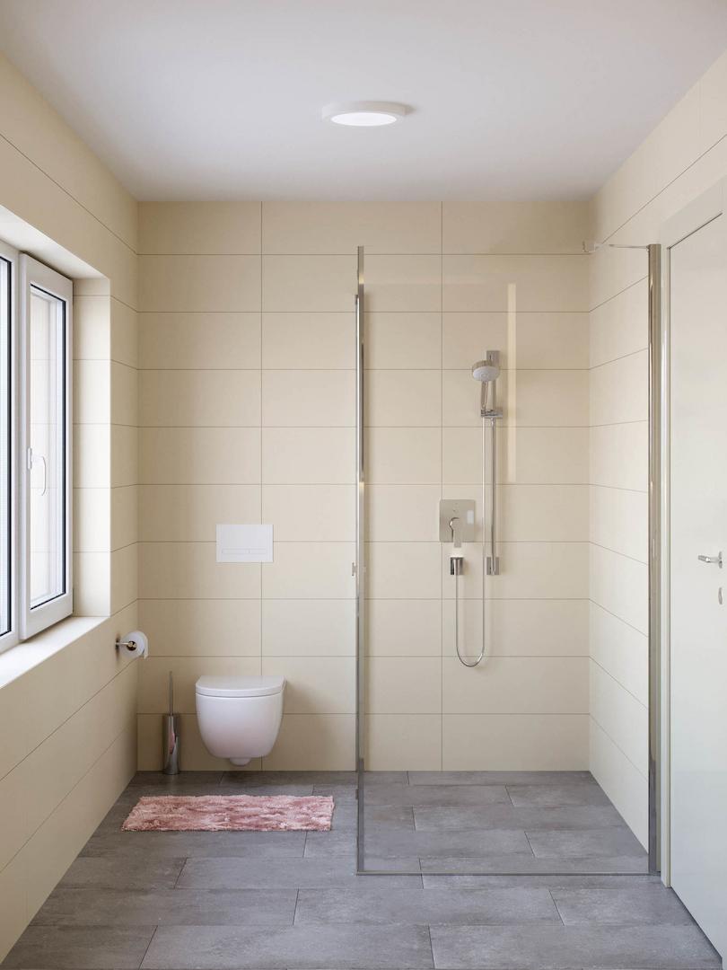 Tageslichtbad mit bodengleicher Dusche