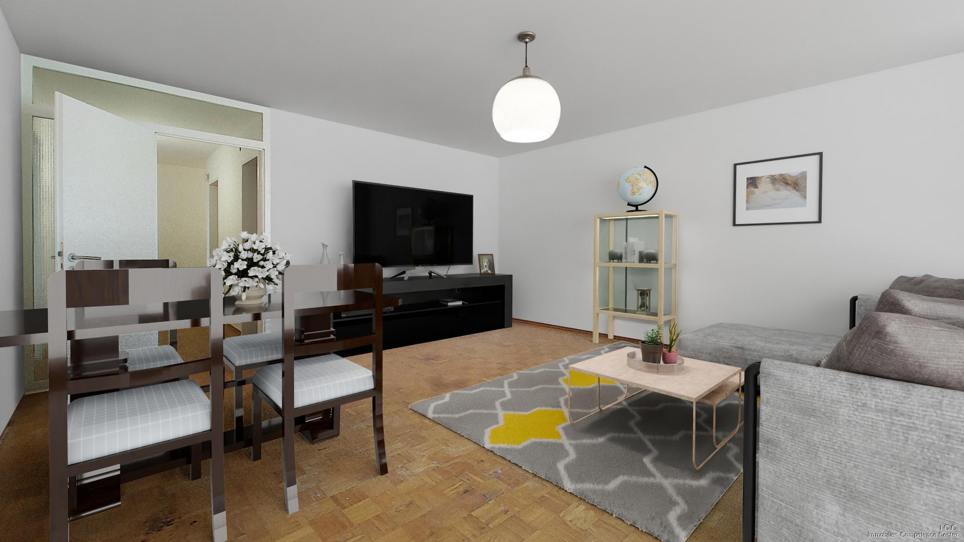 Wohnzimmer mit Blick von innen_CGI