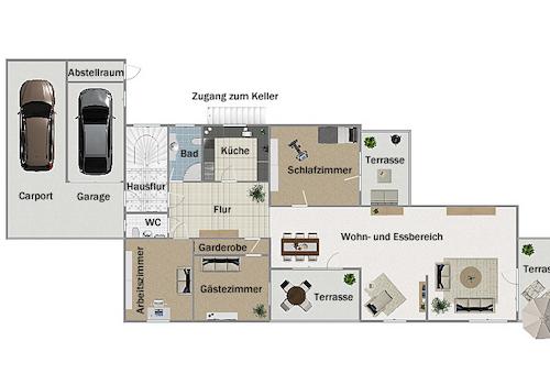 Grundriss Erdgeschoss (nicht maßstabsgetreu)