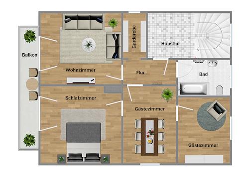 Grundriss Obergeschoss (nicht maßstabsgetreu)