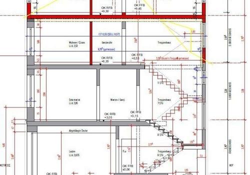 Bauantrag Schnitt Vorderhaus Dachausbau