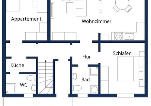 Schematischer Grundriss OG