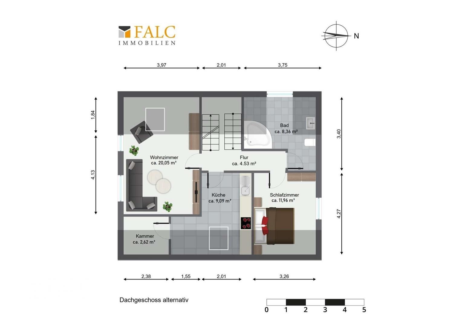 Grundriss Dachgeschoss alternativ