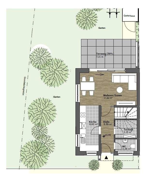 Lageplan Haus 1 Garten