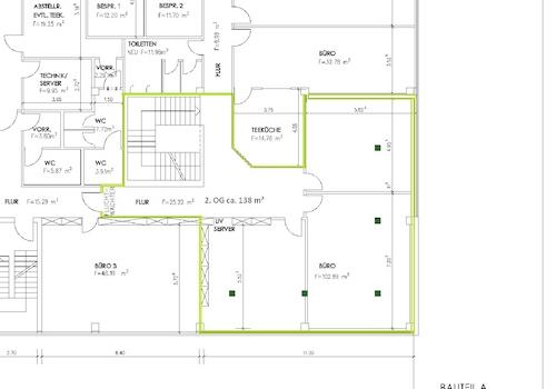 Auschnitt Bürofläche 138 m² im 2. OG