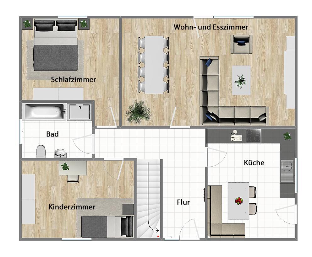 Grundriss Erdgeschoss (nicht maßstabsgetreu)