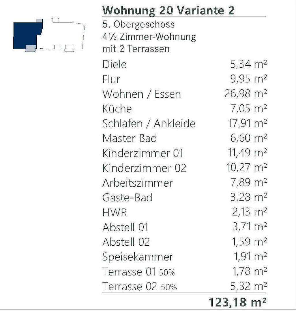 Flächenübersicht WE 20 Variante 2