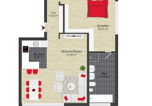 Grundriss Penthouse rechts