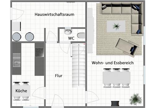 Grundriss Erdgeschoss (nicht maßstabsgetreu)