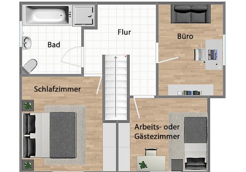 Grundriss Obergeschoss (nicht maßstabsgetreu)
