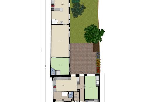 Komplettansicht Grundstück mit Erdgeschoss