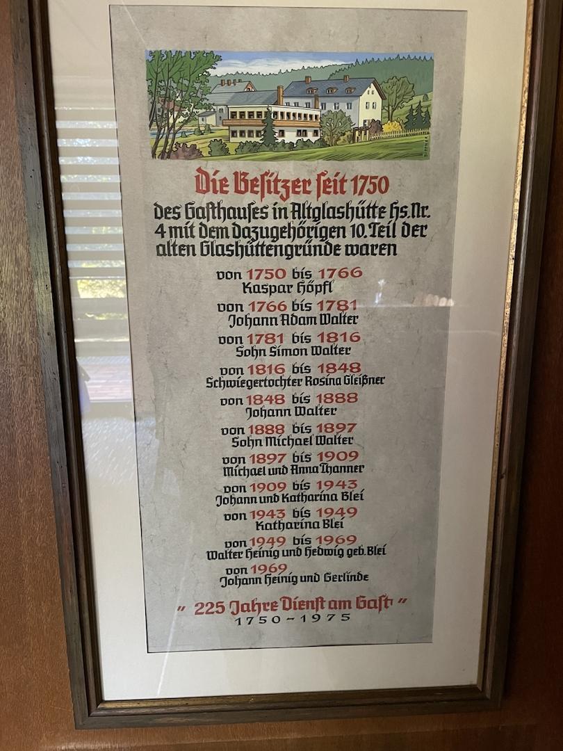 Aufstellung der Besitzer Aushang im Lokal