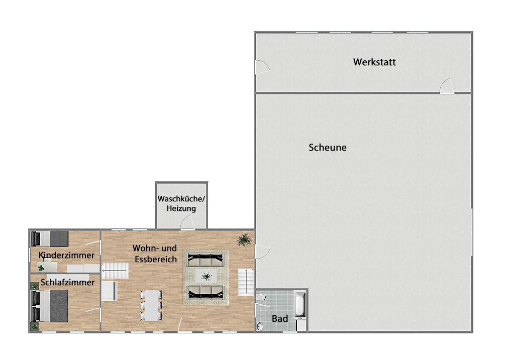 Grundriss Erdgeschoss (nicht maßstabsgetreu)