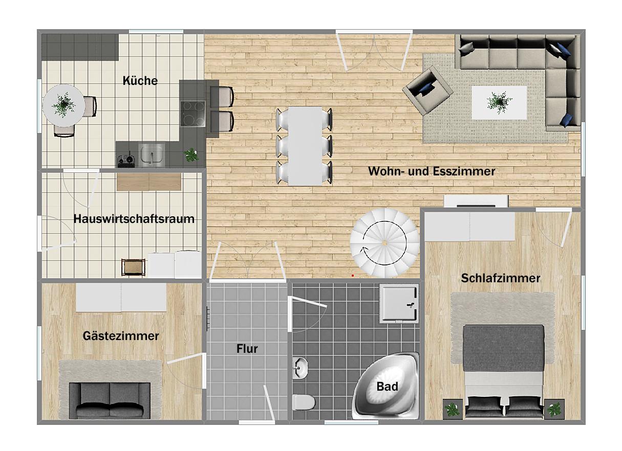 Grundriss Erdgeschoss (nicht maßstabsgetreu)