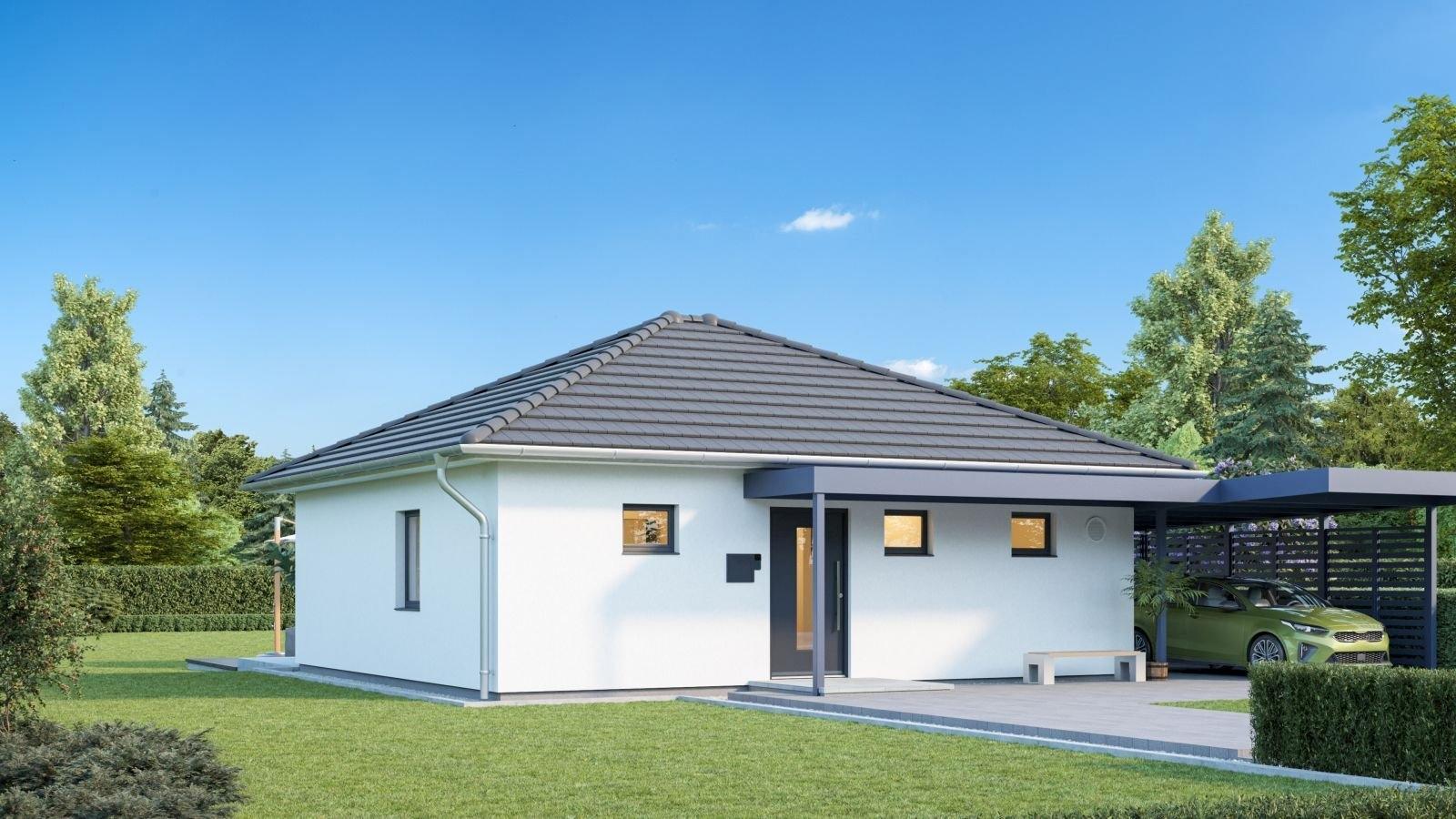 Ansicht von links optional mit Carport