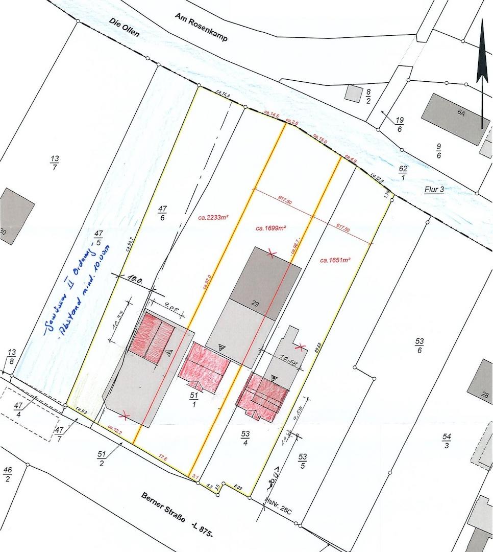 Lageplan zum Bauvorbescheid