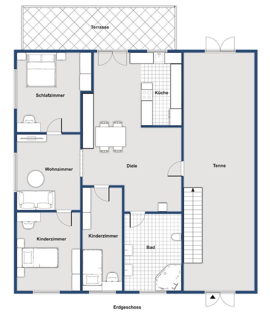 Darstellung Erdgeschoss (ohne Stall)