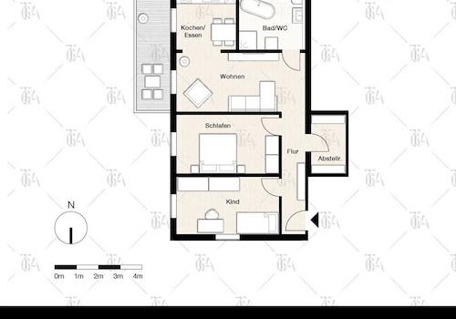 Grundriss 3-Raum Whg