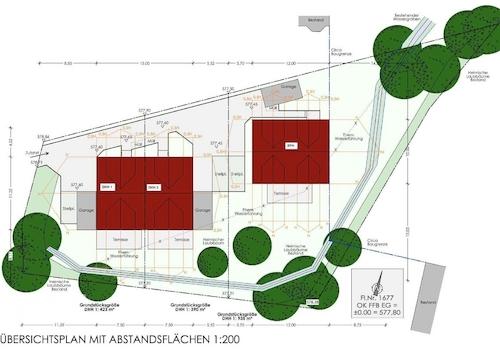 Lageplan mit Bespielbebauung