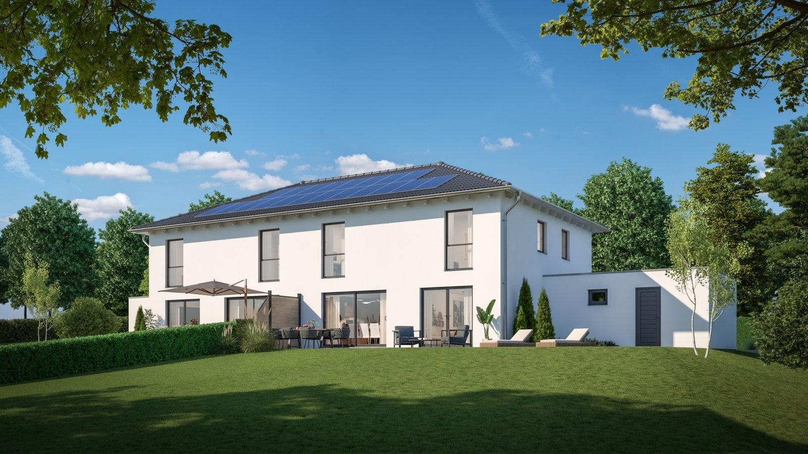 Doppelhaus Gartenseite