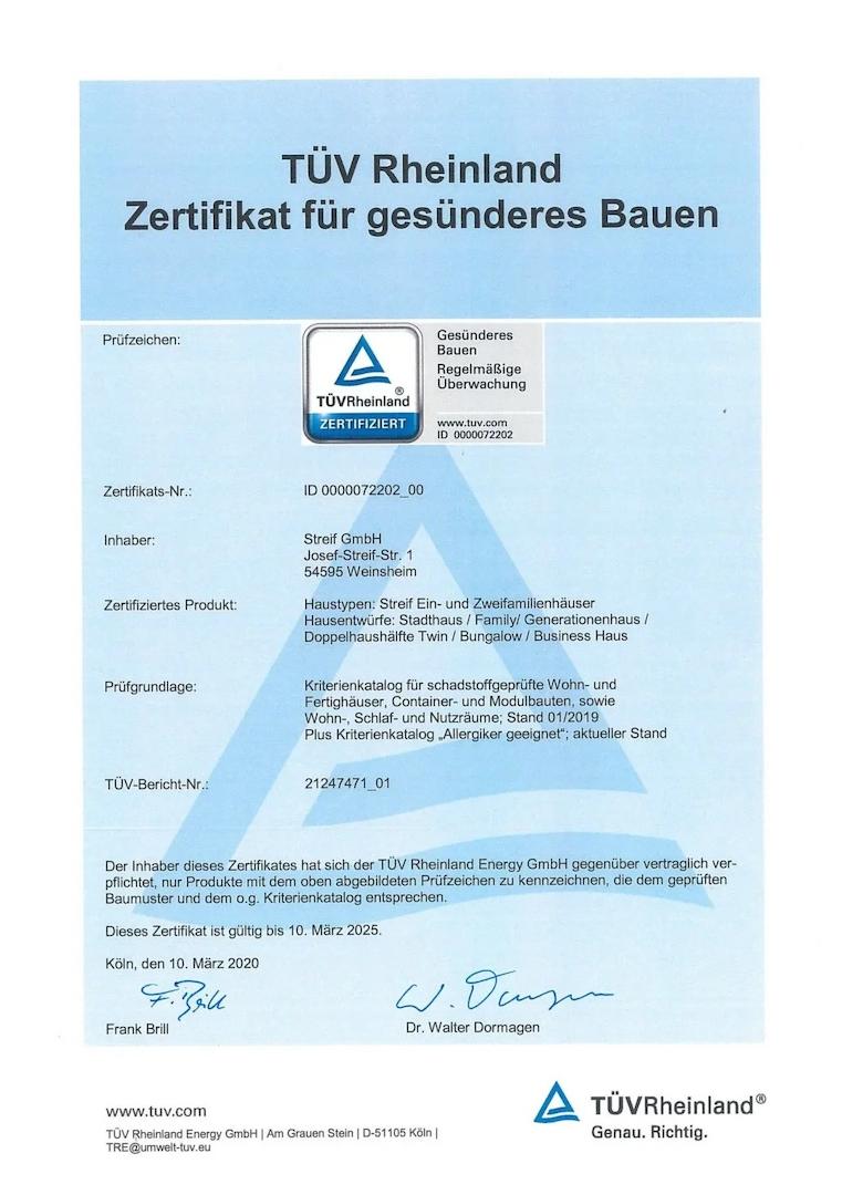 Zertifikate streifhaus für Immoscout 6