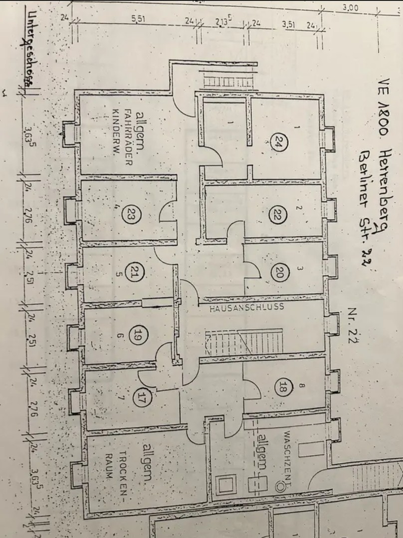 Grundrisse Keller Nr. 22
