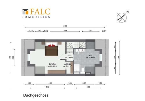 Grundriss Dachgeschoss WE02