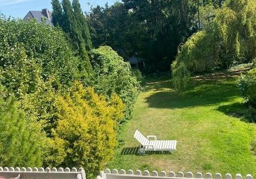 Blick in Garten vom Balkon