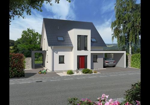 Gestaltungsmöglichkeit mit Quergiebel und Carport