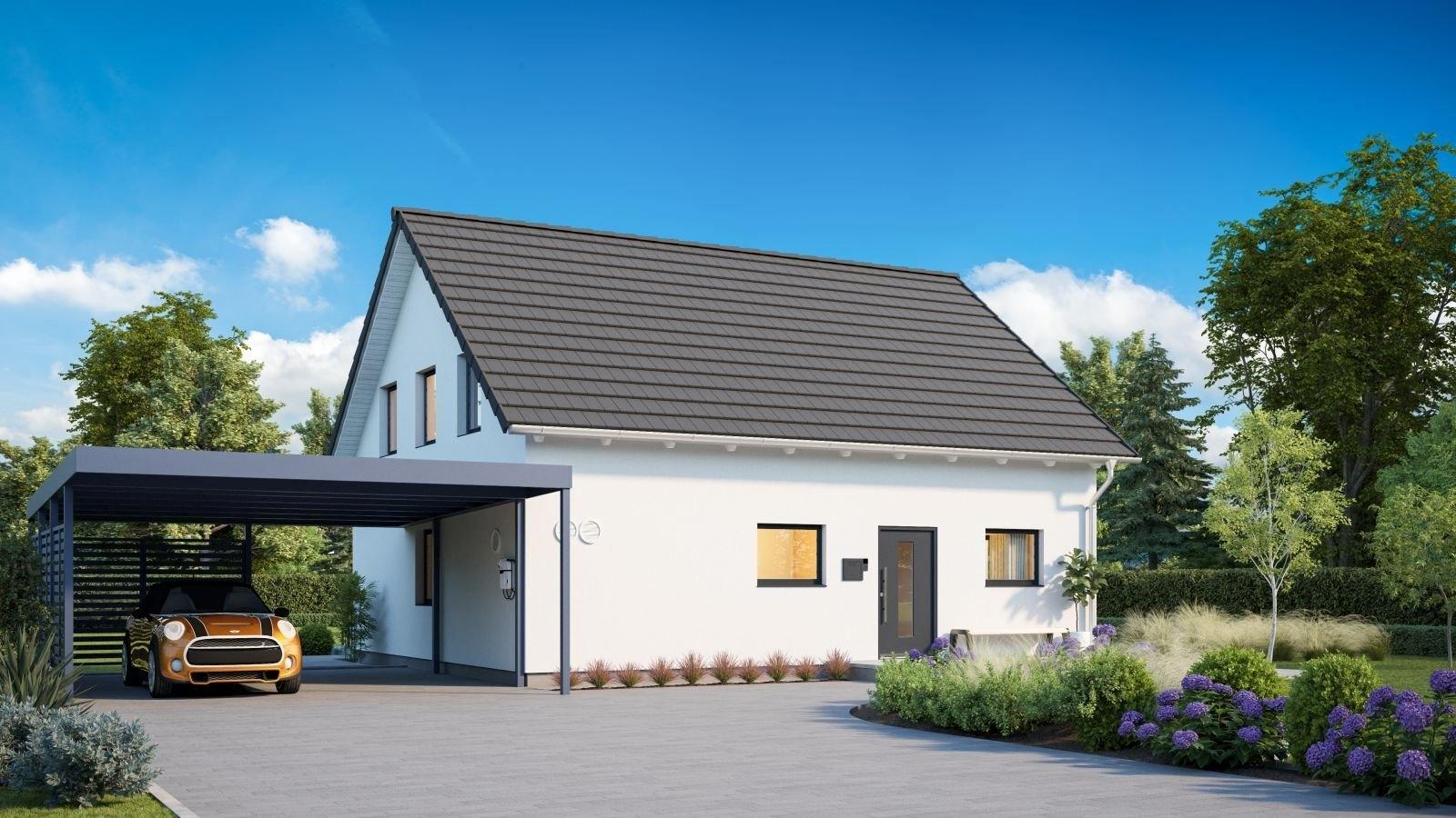 Ansicht optional mit Carport von links