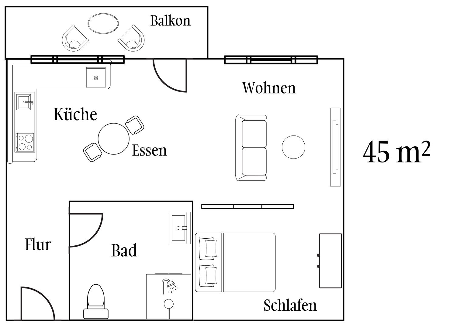 45m² Grundriss