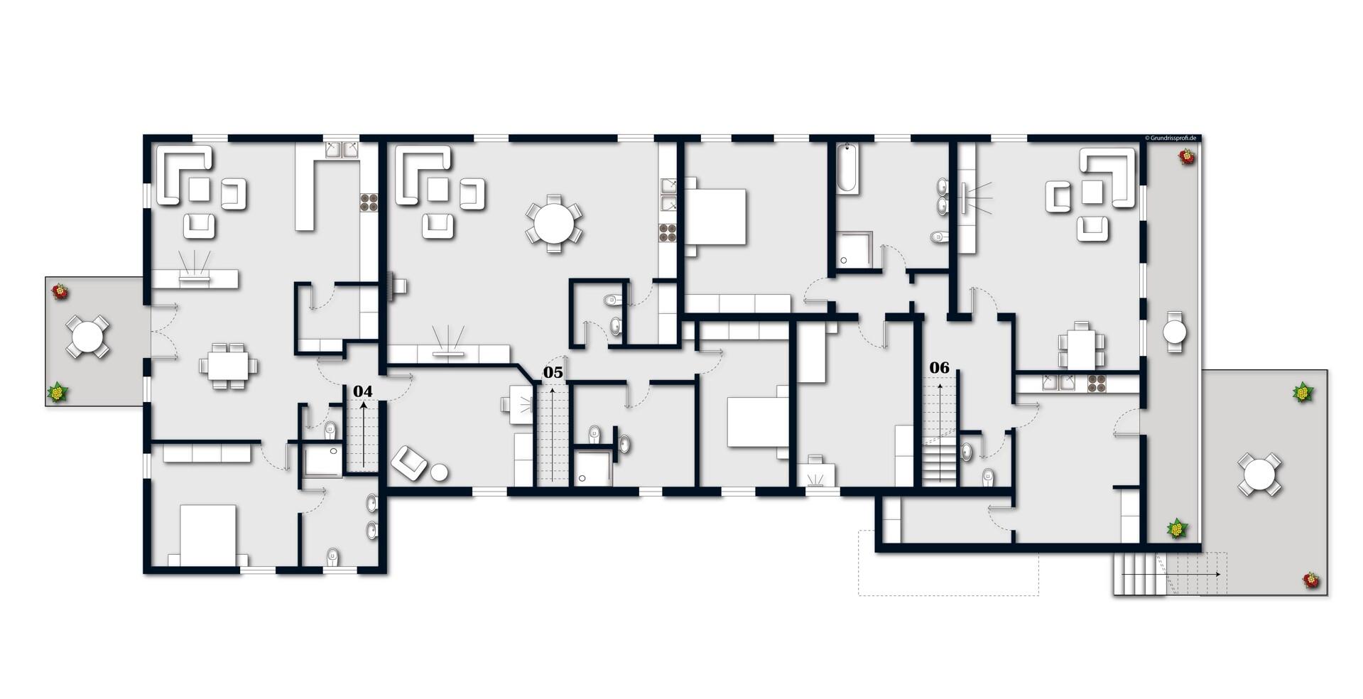 Wohnungsgrundrisse Obergeschoss (nicht (maßstabsgetreu)