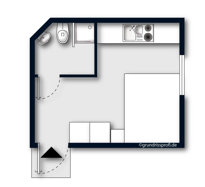 Grundriss Apartment 1 (nicht maßstabsgetreu)