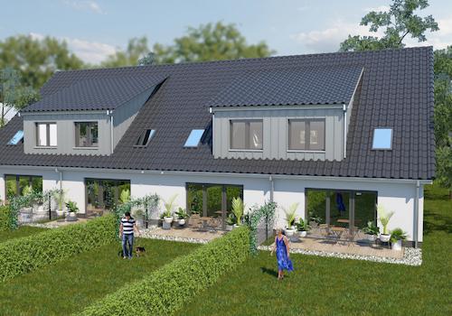 Reihenhausensemble Bollmannsdamm Rückansicht