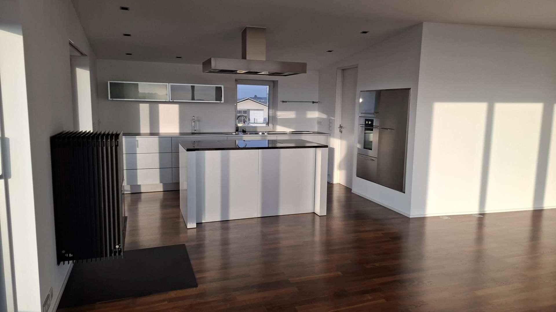 Küchenbereich mit EBK und Kaminofen