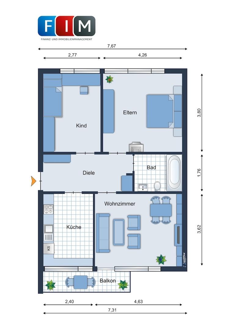 Grundriss 1.OG - Wohnung 4